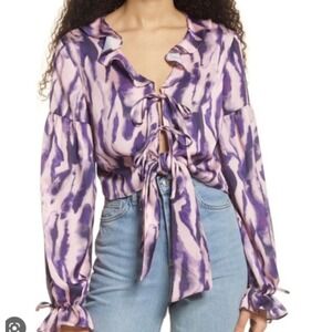 Top Shop Ruffled Tie Dye Top Size 4